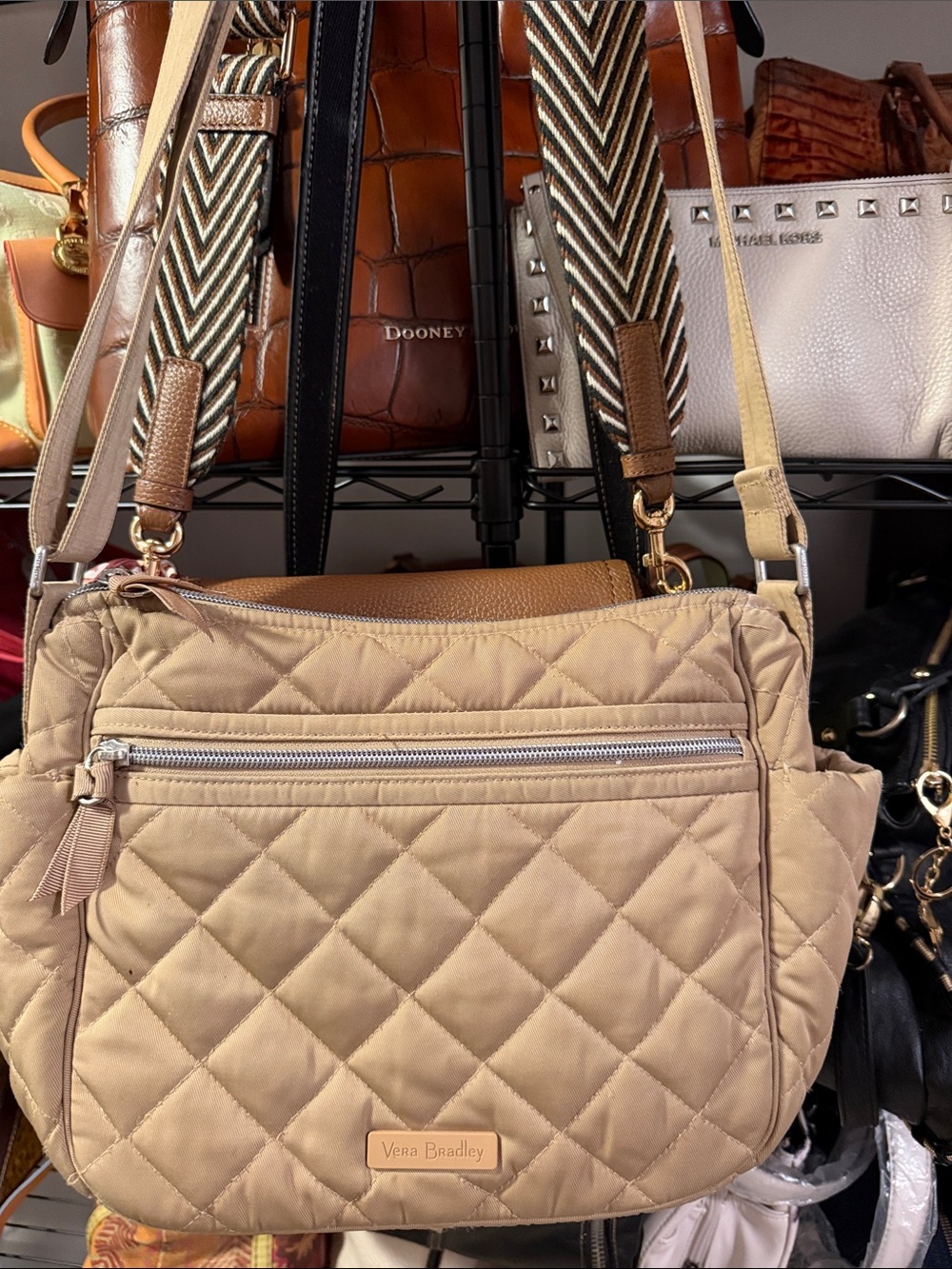 Vera Bradley Quilted Light Tan Crossbody Bag
